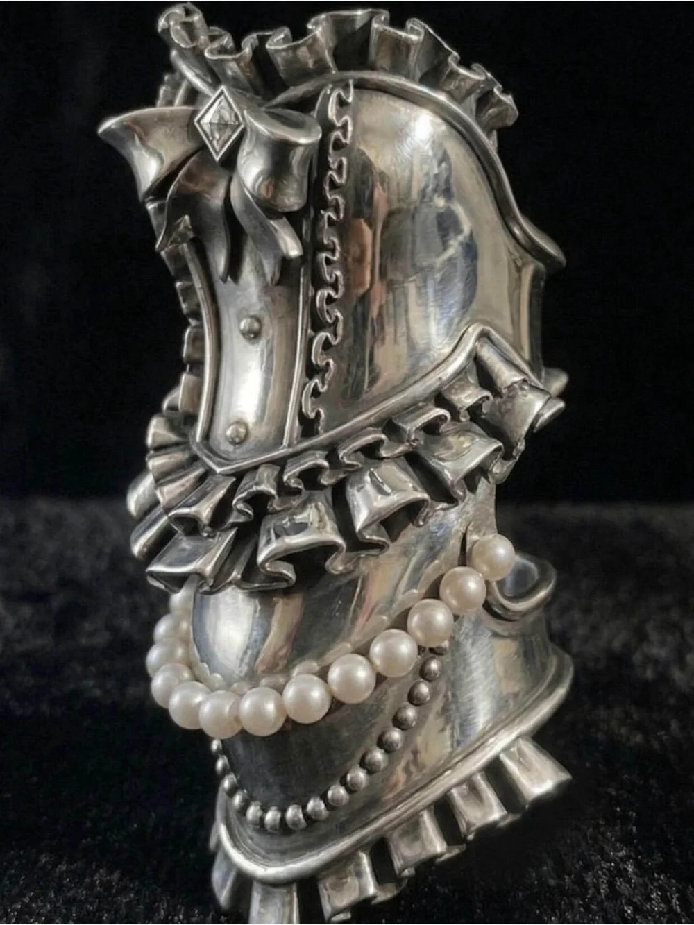 Silver Corset Statement Ring - Silver